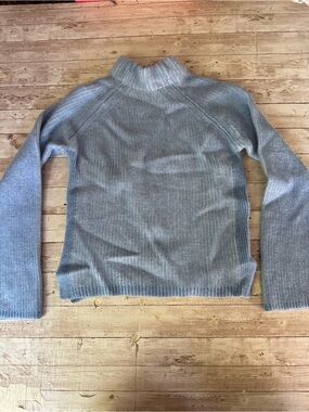 Kinross cashmere Light Blue Women's Ribbed Mock Neck Sweater